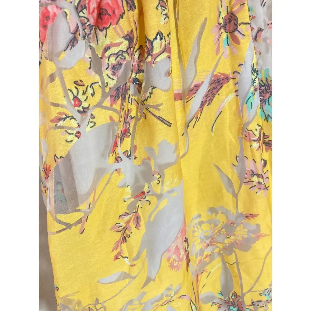 Vineet Bahl Anthropologie Yellow Floral Embroidery Maxi Dress ~ Sz 0 ~ LOVE! - Picture 8 of 10